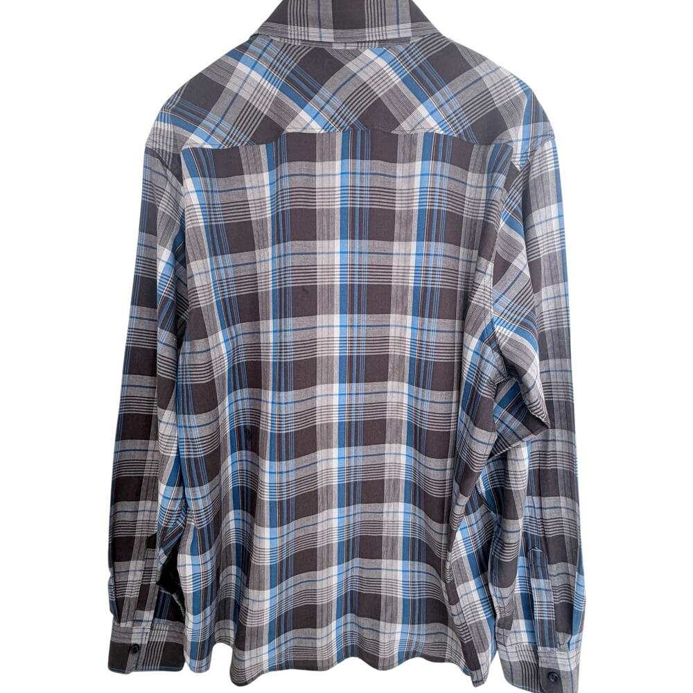 Wrangler Jeans Co Pearl Snap Western Shirt Mens 2XL Gray Blue Plaid Long Sleeve - Picture 2 of 4